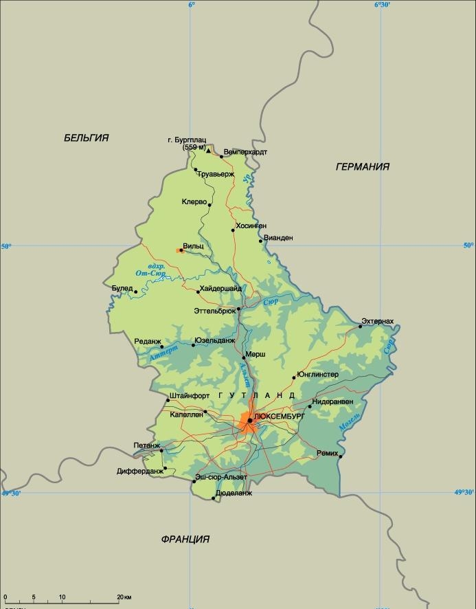 Карта Люксембурга