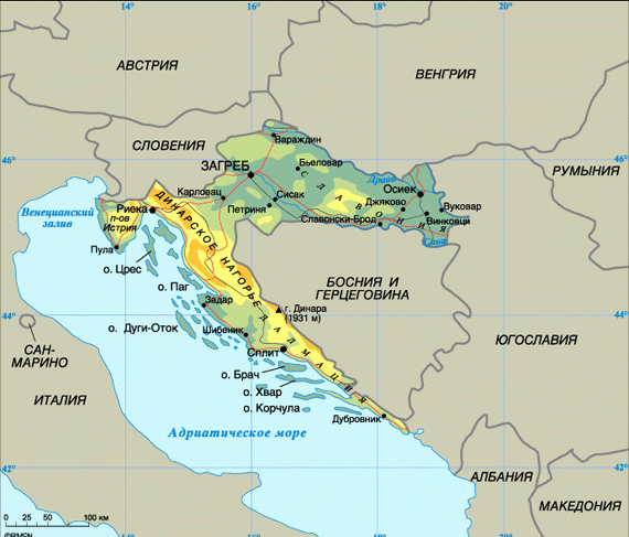 Карта Хорватии